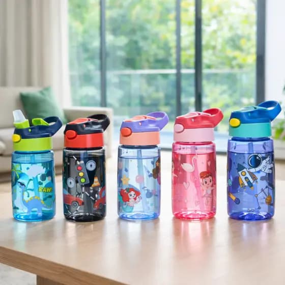 Garrafa / Squeeze Canudo Silicone Infantil Plástico / garrafa de água Infantil 450ml MIMI