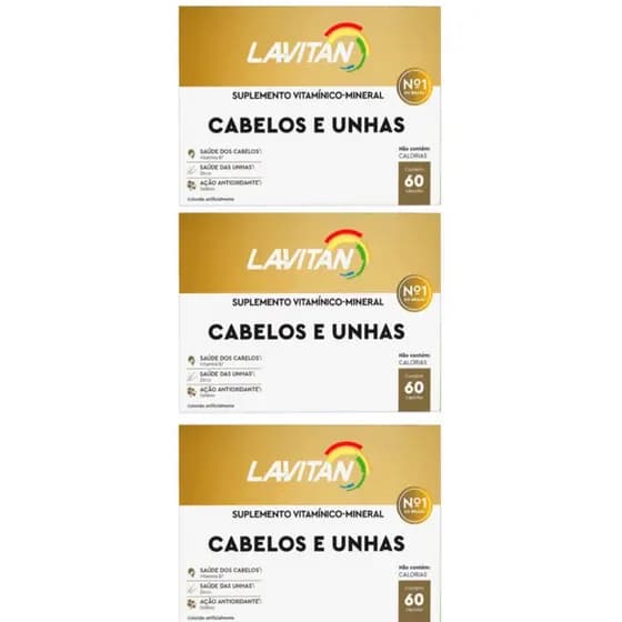 Kit 3 Lavitan Cabelos e Unhas 60 capsulas Cimed