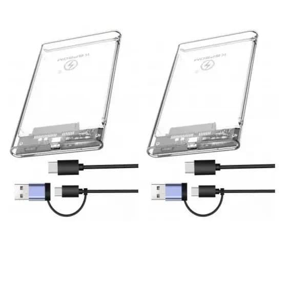 Kit com 2 Case Hd Externo Usb 3.0 HD 2.5 Pc PS4 Transparente