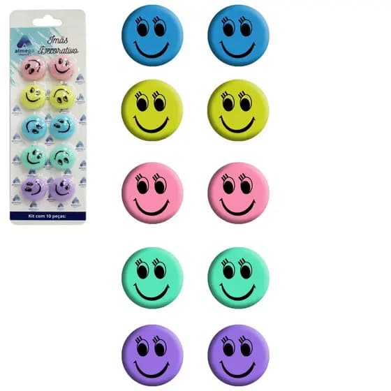 Ima de Geladeira Kit com 10 Emoji Pra Painel Magnetico Decorativos Quadros Fotos Lembretes