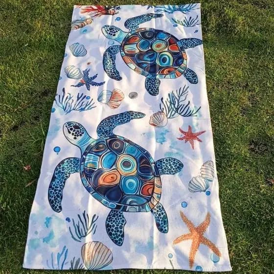 Toalha de Banho Praia TARTARUGA Praia Piscina Felpa Estampada