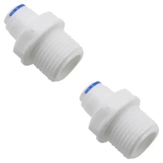 Kit 2 Adaptador Reto Macho 1/2” x 1/4” para Purificador e Filtro de Água Branco