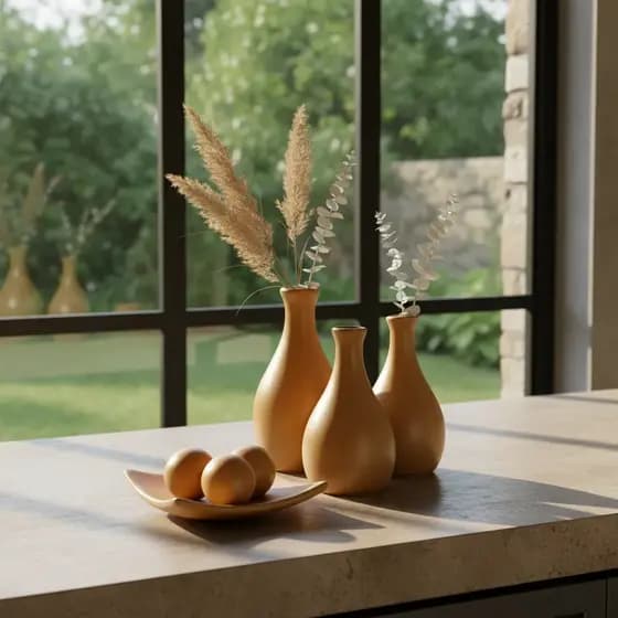 Kit Vasos Ceramica Pratos Bolas Decoracao Rack Sala