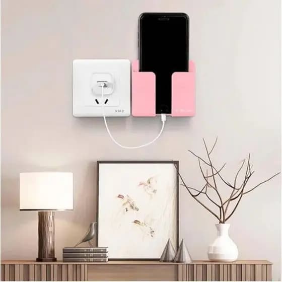 Kit 10 Suportes Parede Adesivo Multiuso Celular Controle Remoto Adesiva Plástico Resistente Rosa