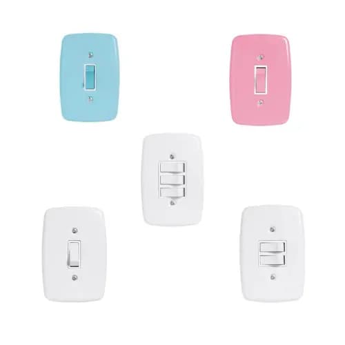 Interruptor Colorido 1 tecla Branco 2 e 3 teclas Pluzie Linha ideale