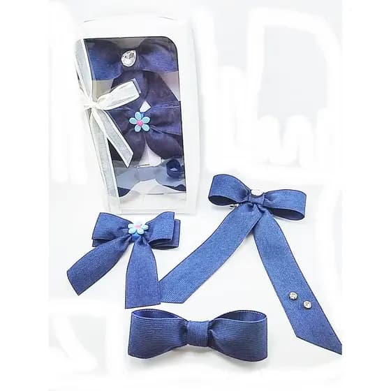 LAÇO DE CABELO COTELÊ KIT 03 LAÇOS CAIXA LAÇO BLUE LK030208