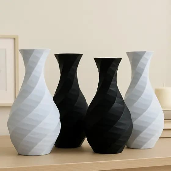 Kit 2 Vasos Decorativos Geométricos Impressão 3D