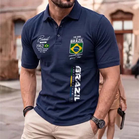 Camisa Polo Masculina Brasil 1962 Bicampeão Piquet Premium Plus Size