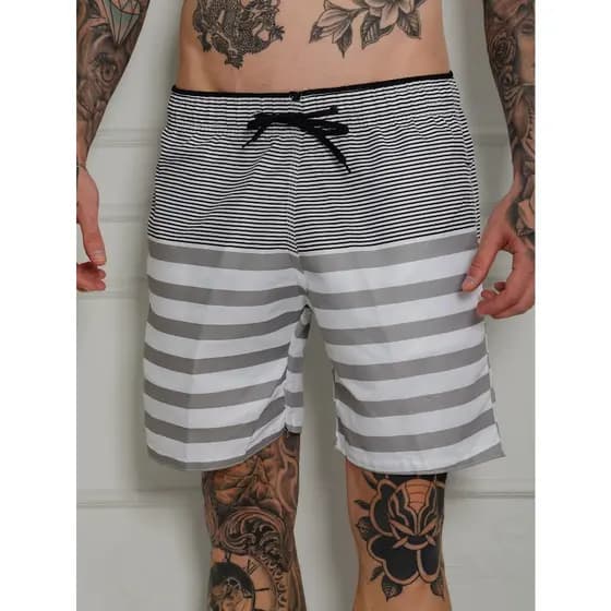 Short Tactel Grosso Masculino Mauricinho Adulto Surf Praia Piscina Secagem Rápida Academia Bermuda Verão listrada
