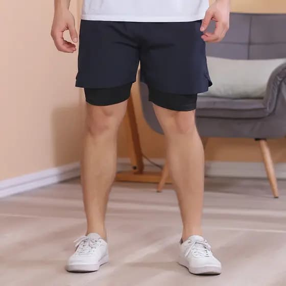 2 Em 1 Short Esportivo Masculino Com Secagem Rápida Esportes Short treino