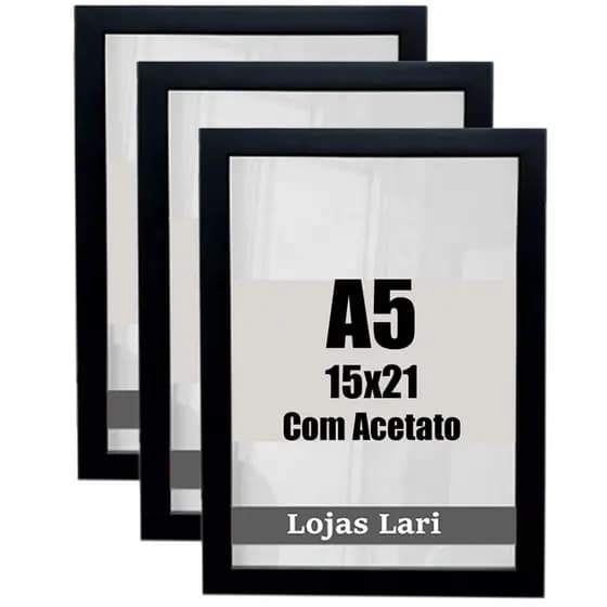 Kit 3 Molduras A5 Para Quadro Foto Poster Acetato 15x21 Cm