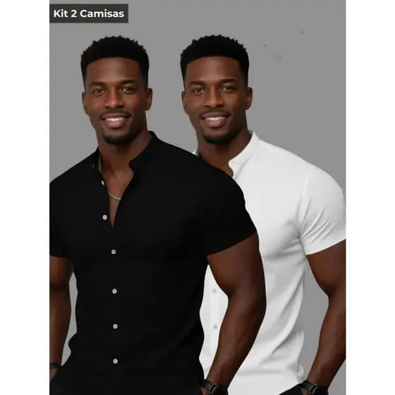 Kit Com Duas Camisas Masculina Manga Curta Gola Padre Com Elastano Premium A Pronta Entrega