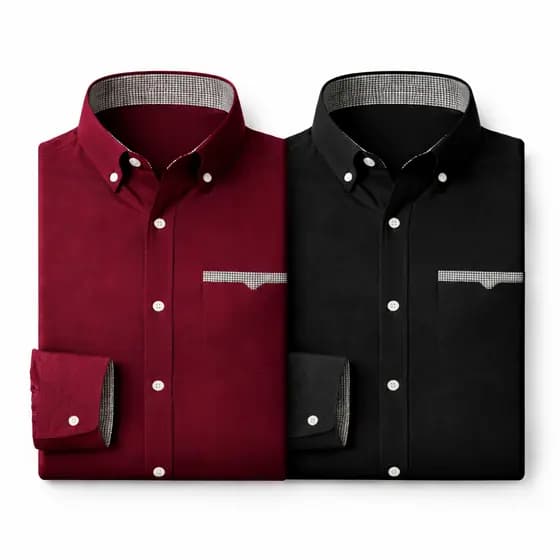 Kit 2 Camisas Masculina Manga Longa Elegante Slim Fit 60% Algodão a Pronta Entrega