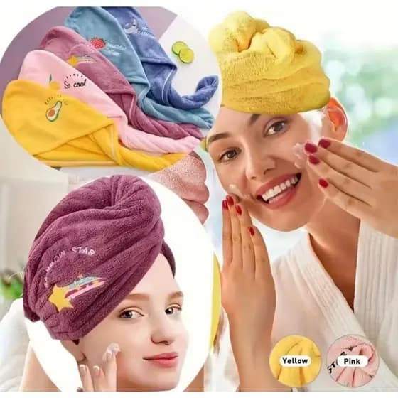 Toalha de microfibra para cabelo bordada - seca Rápido, Não Danifica e Reduz frizz
