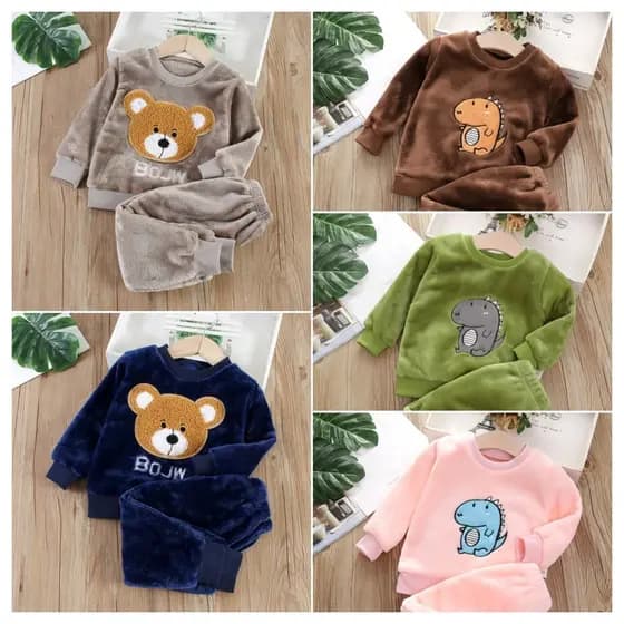 Conjunto Pijama de Flanela para Crianças de 0-6 anos de idade