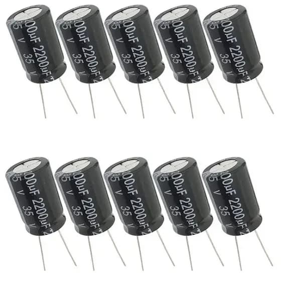 Kit 10 Unidades – Capacitor Eletrolítico 2200µF x 35V (105°C)