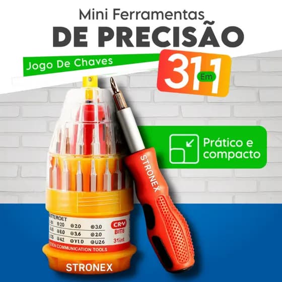 Kit Jogo De Chaves Multiuso 31 Em 1 Mini Ferramentas Maleta Pequena De Chave De Fenda Precisão Portátil Compacto Stronex