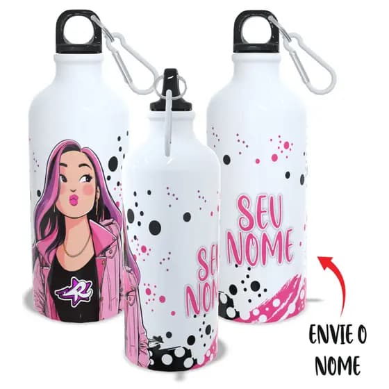 Garrafa Squeeze Infantil Personalizada Com Nome da Emilly Vick 500ml Aluminio