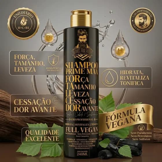 Shampoo Cabelo Barba Fortalecedor Gold Anti Queda Original Crescimento Força 240ml Look For Men