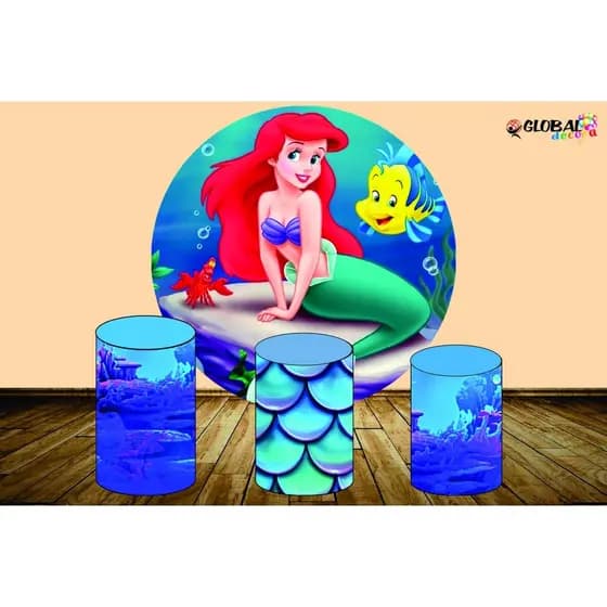 Kit Painel Redondo 1,50 + Capas Cilindros S Pequena Sereia