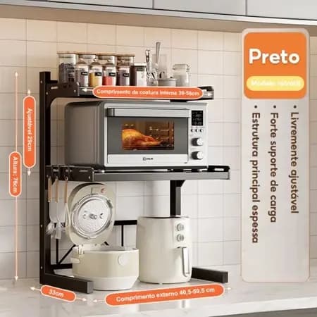 Suporte de Microondas de parede Prateleira Ajustável Organizador de Cozinha organizadores suporte para prateleira
