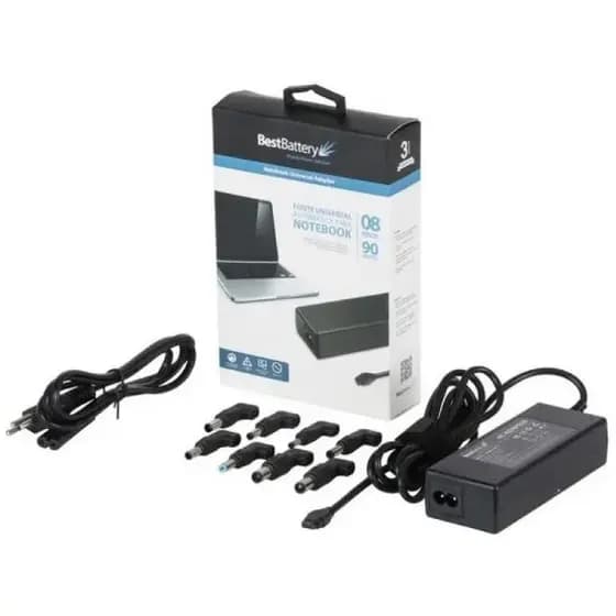Fonte Universal Para Notebook 90W 15-20V 6A Max 8 Pinos - Best Battery