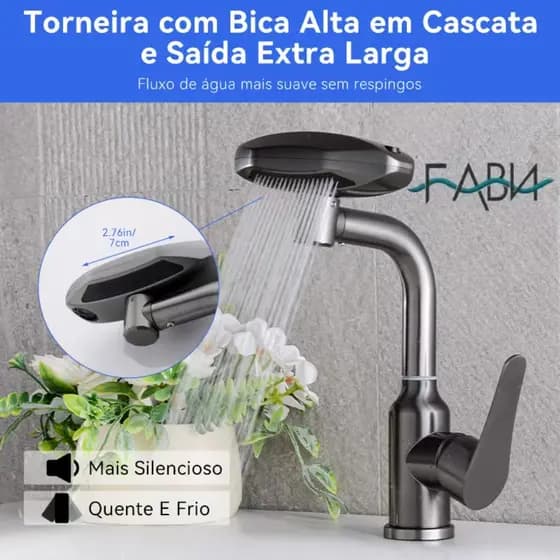 Torneira de Banheiro Lavatório de Bancada Com Misturador Monocomando Linha Luxo