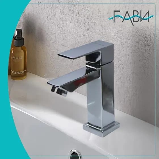 Torneira de água fria para banheiro com bancada de aço inoxidável prata FABN