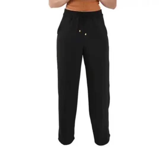 Calça Pantalona Feminina Tecido Duna Cintura Alta com Bolsos