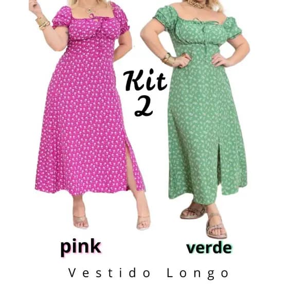 Vestido Feminino Midi com Manga Princesa com forro e Fenda na Frente Elegância - Moda Casual
