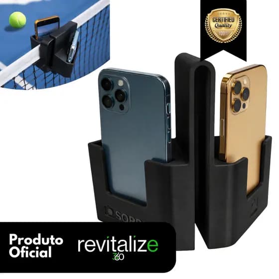 Suporte Duplo Celular Pra Rede - Filmar Jogos de Beach Tennis, Futevolei, Tennis, Vôlei, Badminton