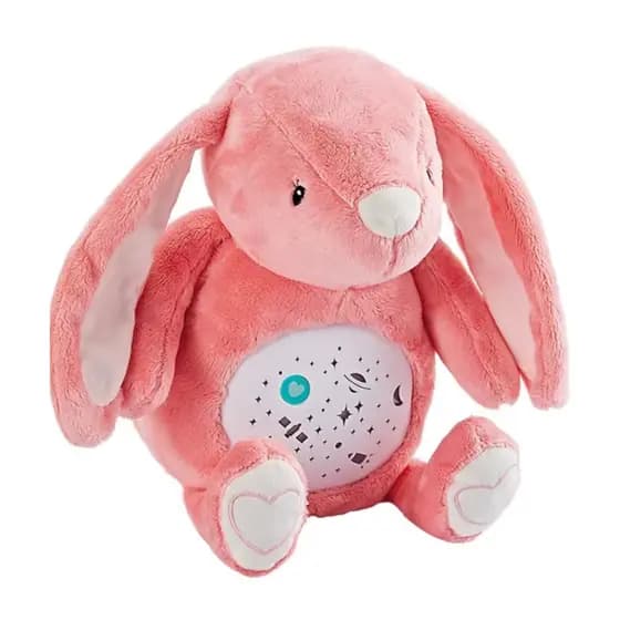 Coelhinho Rosa com Luz Noturna e Sons Relaxantes