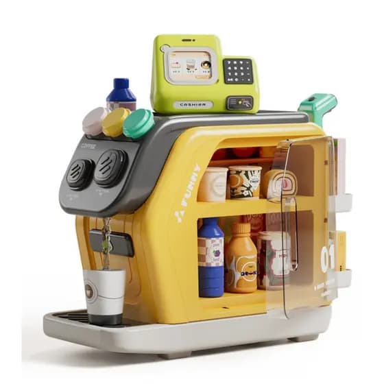 Cafeteria Infantil Completa – Brinquedo de Faz de Conta com Caixa Registradora, Comidinhas e Acessórios