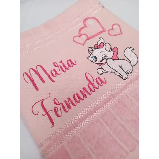 TOALHA LAVABO BORDADA GATINHA MARRIE ❤️