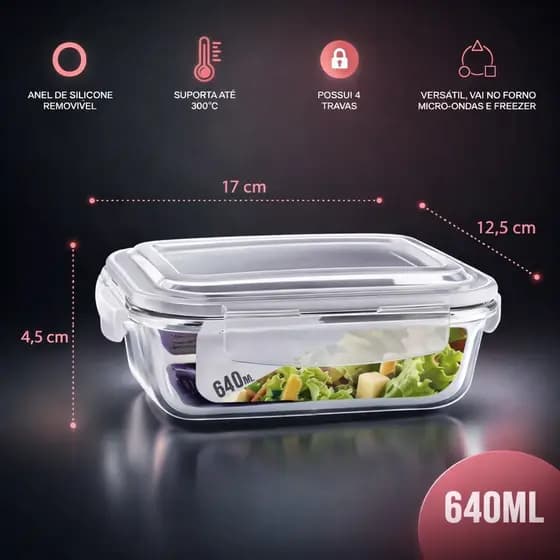 Pote Hermético Vidro Marmita Microondas Forno Freezer