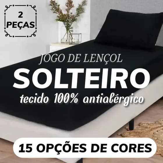 Jogo de Lençol Solteiro Antialérgico 2 Peças Liso - Várias Cores