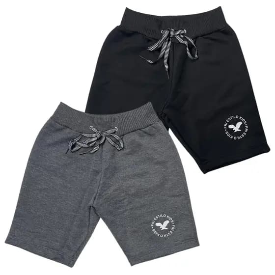 Kit 2 Bermudas Infantil Moletom Short Verão