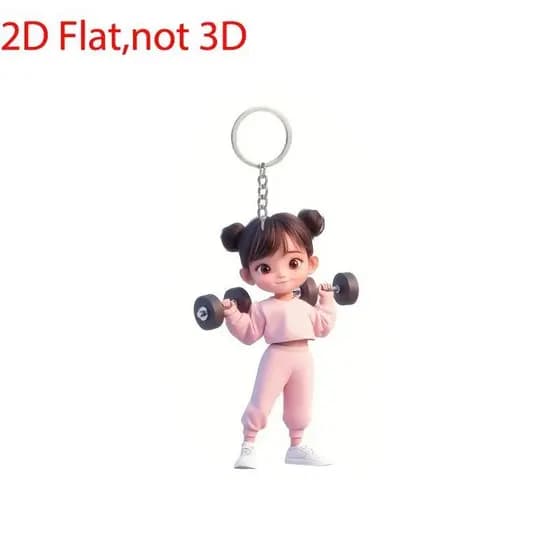 1 Peça , Chaveiro De Menina De Fitness Acrílico Plano 2D , Pingente De Esportes Mochila , Presente De Feriado