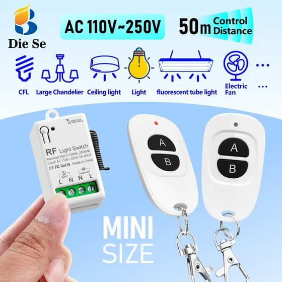 Interruptor de controle remoto sem fio MINI RF 433MHz,módulo de relé AC 110V 220V 240V para lâmpada,luz,LED,ventilador