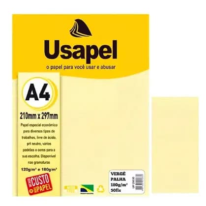 PAPEL VERGE 180G USAPEL C/50 FLS PALHA