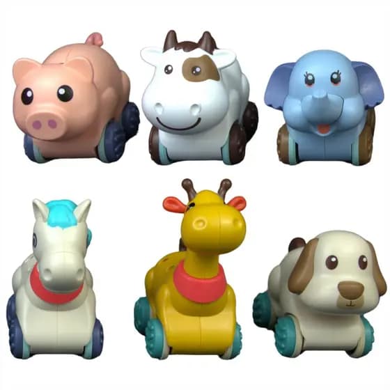 Carrinho Animais Coloridos Conjunto Divertido Entretenimento Brinquedo Rodinhas Sensorial Fazenda