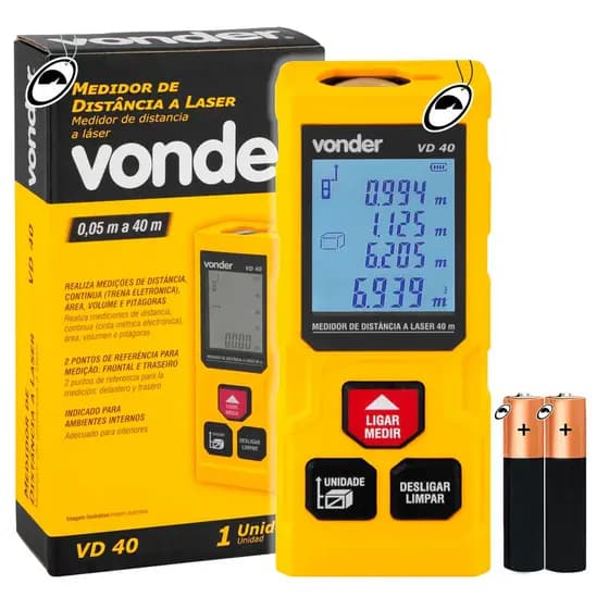 Trena Digital Laser 40M Medidor Profissional a Distância Vonder