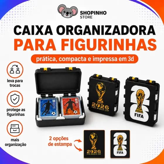 2 Divisórias Caixinha Porta Figurinhas da Copa - Organizador de Cards Futebol | Estojo para Guardar Figurinhas