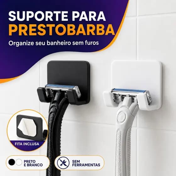 Suporte para Lâmina de Barbear Parede com Fita 3M Organizador Banheiro Barbeador - SEM FUROS