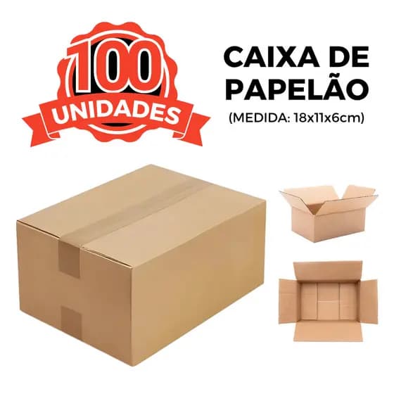 100 Caixas De Papelão Para Envios Correios Pac Mini 18x11x6cm