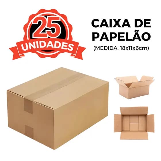 25 Caixas De Papelão Para Envios Correios Pac Mini 18x11x6cm