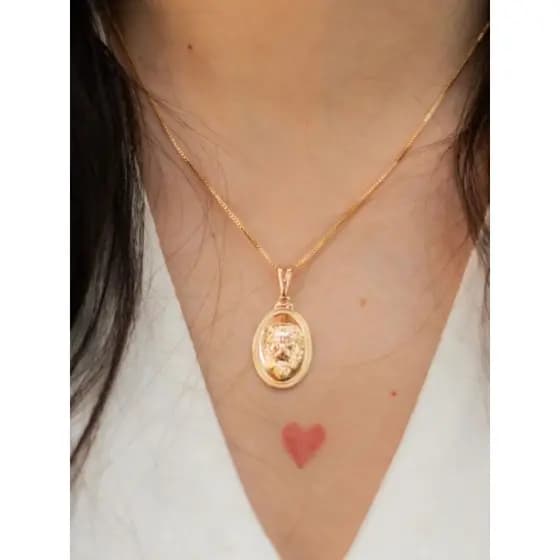 Colar Medalha Leão - Poeticamente Banhado a Ouro + Verniz Extra