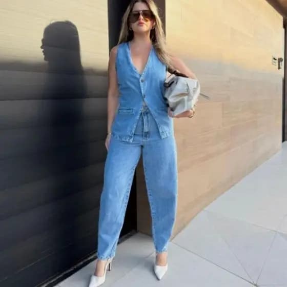 Calça Jeans Balloon Premium – Lavagem Azul Claro