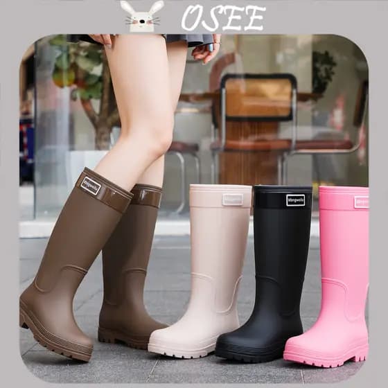 Botas De Chuva Femininas Da Moda Com Forro De Lã , De Tubo Longo Para Caminhadas Na Floresta Tropical , Capas De Calçado