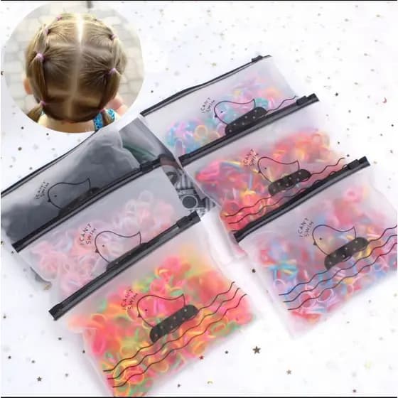 Kit 2000 Peças Bolsa Elástico De Cabelo Feminino Descartável Multicolorido